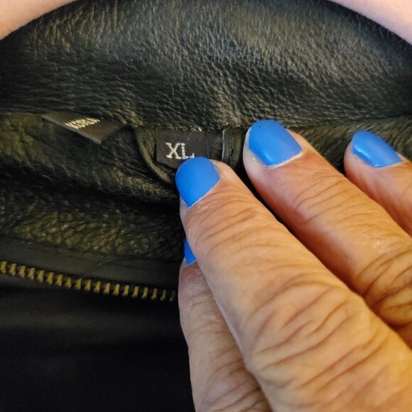 Vintage Black Leather Bomber Jacket Size XL - Picture 6 of 9